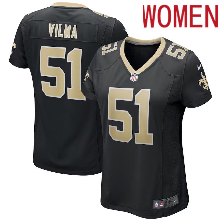 Women New Orleans Saints 51 Jonathan Vilma Nike Black Game Retired Player NFL Jersey